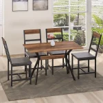 Masa bucatarie texturata Agatha,nuc-negru,120 cm - imagine 11