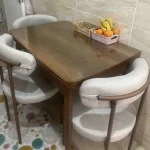 Scaun Onita profil metalic maro si tapiterie bej - imagine 6