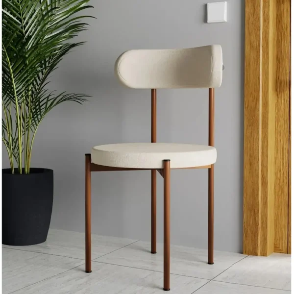 Scaun Onita profil metalic maro si tapiterie bej