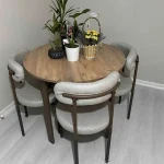 Scaun Onita profil metalic maro si tapiterie bej - imagine 4