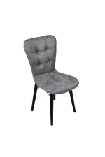 Set masa extensibila cu 6 scaune tapitate Homs cristal negru-gri 170 x 80 cm - imagine 14