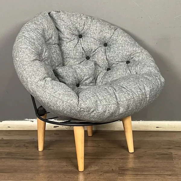 Fotoliu tapitat cu stofa si picioare metalice,rotund,homs,seria B-120,20042