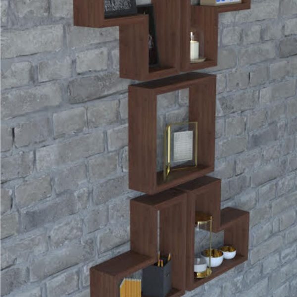 Set 5 rafturi din lemn Dor Homs, maro