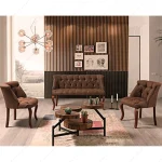 Set canapea 2 persoane cu 2 fotolii, Cafe Homs maro - imagine 3