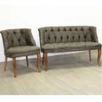 Set canapea 2 locuri cu 1 fotolii, Cafe Homs,maro - imagine 2