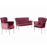 Set canapea 2 locuri cu 2 fotolii, Cafe Homs,roz trandafiriu - imagine 4