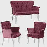 Set canapea 2 locuri cu 2 fotolii, Cafe Homs,roz trandafiriu - imagine 5