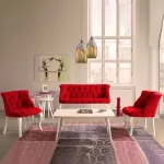 Set canapea 2 locuri cu 2 fotolii, Cafe Homs rosu - imagine 3