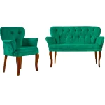 Set canapea 2 locuri cu 1 fotoliu, Cafe ,verde - imagine 3