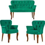 Set canapea 2 locuri cu 2 fotolii, Cafe Homs,verde - imagine 2