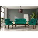 Set canapea 2 locuri cu 2 fotolii, Cafe Homs,verde