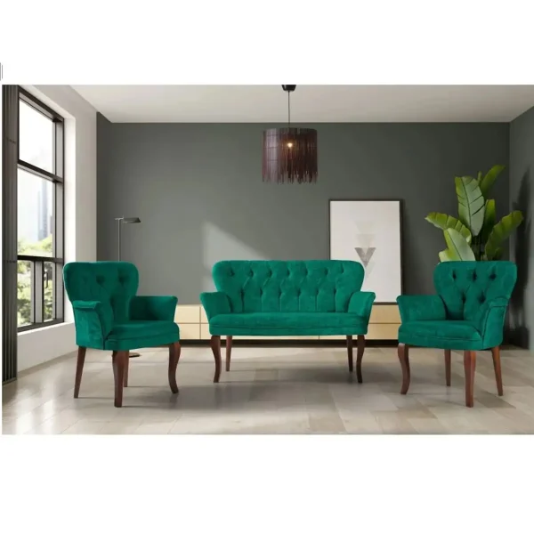 Set canapea 2 locuri cu 2 fotolii, Cafe Homs,verde