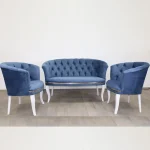 Fotoliu Milano, albastru, picioare albe, Homs - imagine 2