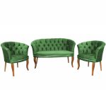 Set canapea si fotolii Milano Relax Homs textil verde - imagine 2