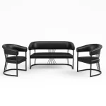 Set canapea si fotolii Ekselans Homs negru - imagine 3