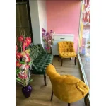 Set canapea 2 persoane cu 2 fotolii, Cafe Homs verde galben - imagine 2