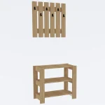 Set cuier de perete și pantofar Friends culoare stejar - imagine 4