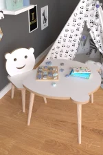 Set masa + 1 scaun copii – PAL alb, Panda - imagine 2