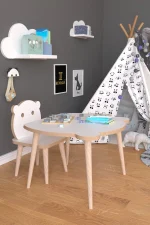 Set masa + 1 scaun copii – PAL alb, Panda