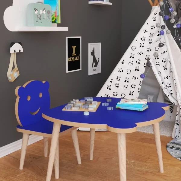Set masa + 1 scaun copii – PAL albastru, Panda