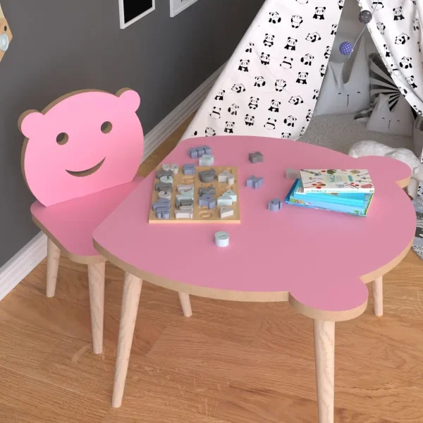 Set masa+ 1 scaun pentru copii Panda Homs,Roz