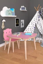 Set masa+ 1 scaun pentru copii Panda Homs,Roz - imagine 2