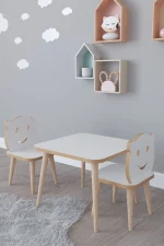 Set masa + 2 scaune copii – PAL alb, Bambi - imagine 2