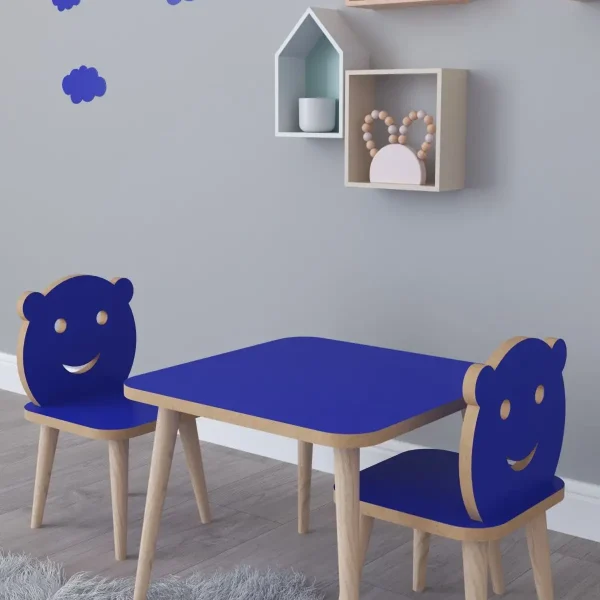 Set masa + 2 scaune copii 60×40×45 cm – PAL albastru – Bambi
