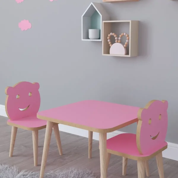 Set masa+ 2 scaune pentru copii Bambi Homs roz