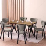 Set Masa Barton din MDF cu 4 Scaune din metal,140 cm - imagine 8