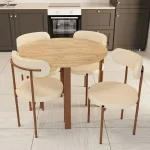 Scaun Onita profil metalic maro si tapiterie bej - imagine 7