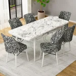 Masa de bucatarie extensibila dining, alb marmurat, 170 x 80 cm - imagine 4