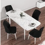 Masa de bucatarie extensibila dining, alb marmurat, 170 x 80 cm - imagine 5