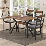 Masa bucatarie texturata Agatha,nuc-negru,120 cm - imagine 7