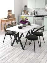 Scaun metal, Dining Homs, negru 76 x 62 cm,30450 - imagine 3