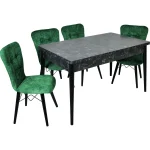 Set masa extensibila cu 6 scaune tapitate Homs cristal alb-verde 170 x 80 cm - imagine 11