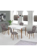 Set masa extensibila cu 6 scaune tapitate Homs cristal 170 x 80 cm - imagine 3