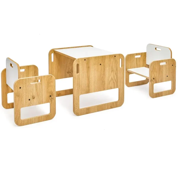 Set masa + 2 scaune copii 60×40×45 cm – PAL alb/sonoma – Marni