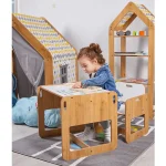 Set masa + 1 scaun copii 60×40×45 cm – PAL alb/sonoma – Marni