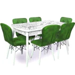 Masa de bucatarie extensibila dining, alb marmurat, 170 x 80 cm - imagine 7