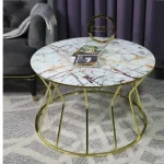 Masuta de cafea Viena, sticla si metal,bej marmurat - imagine 4