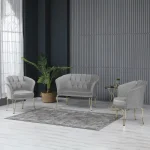 Fotoliu Viena, scaun, gri-auriu, picioare metal auriu, Homs - imagine 5