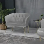 Set canapea Viena 2+1+1Homs textil gri-auriu,30703 - imagine 2