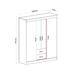 Dulap Homs 4 usi, 2 sertare alb, SD084-017749 - imagine 6