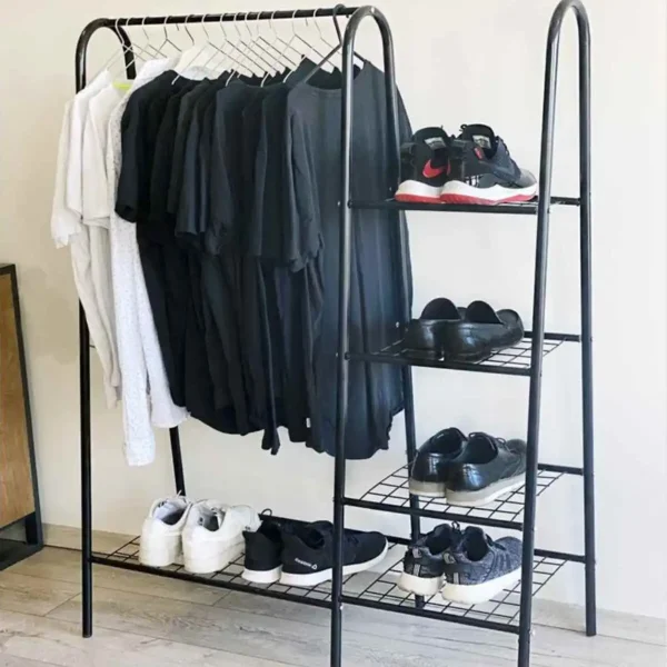 Stand suport umerase si pantofi, Garderob Homs, metal, negru