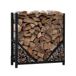 Suport lemne semineu din metal,homs negru,80x30x80 cm