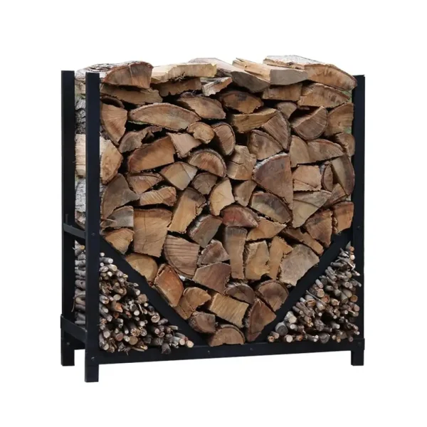 Suport lemne semineu din metal,homs negru,80x30x80 cm