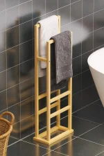 Suport prosop Vella, din metal pentru baie, 90 cm,gold