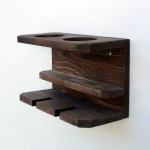 Suport din lemn pentru 2 sticle vin si 2 pahare Homs 32 x 20 x 15 cm, maro - imagine 4