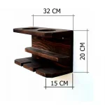 Suport din lemn pentru 2 sticle vin si 2 pahare Homs 32 x 20 x 15 cm, maro - imagine 5